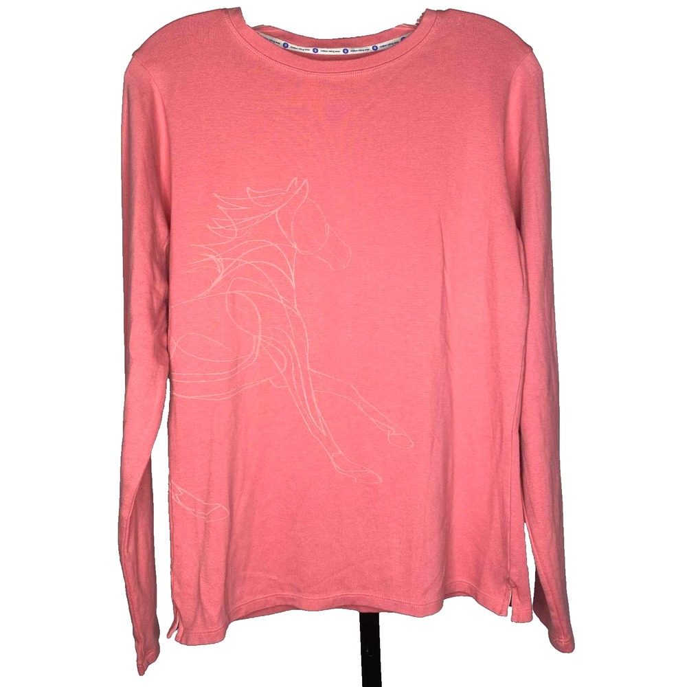 IRIDEON women's size L riding wear long sleeve coral V neck stretch shirt horse